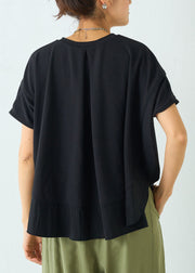 Plus Size Black Oversized Patchwork Cotton Tanks Summer