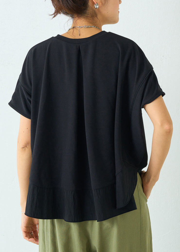 Plus Size Black Oversized Patchwork Cotton Tanks Summer