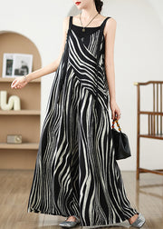 Plus Size Black Oversized Zebra Pattern Jumpsuits Summer