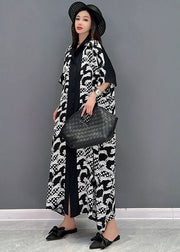 Plus Size Black Peter Pan Collar Print Button Cotton Shirt Dress Short Sleeve