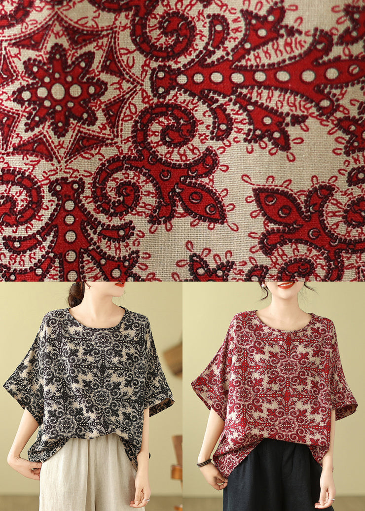 Plus Size Black Print T Shirt Summer