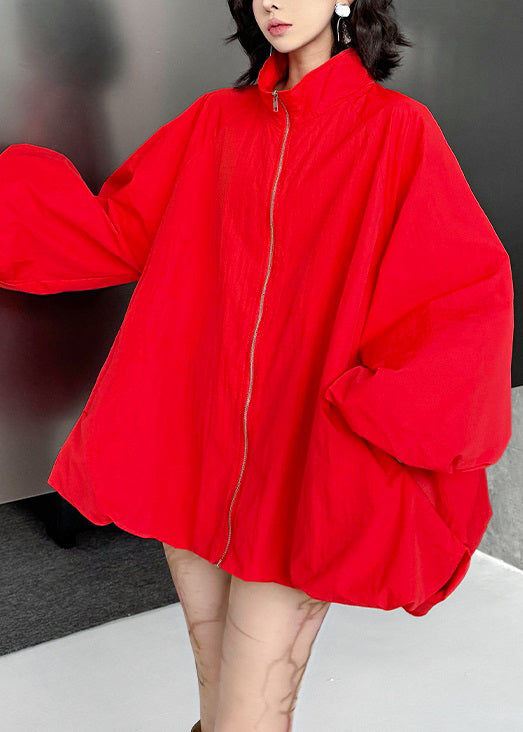 Plus Size Black Zip Up Pockets Cotton Coats Fall