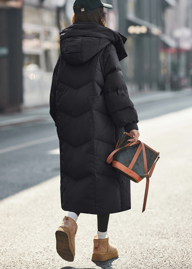 Plus Size Brown Hooded Warm Duck Down Long Coats Winter