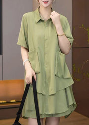 Plus Size Fruit Green Oversized Patchwork Two-Piece Set Summer