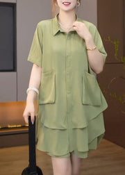 Plus Size Fruit Green Oversized Patchwork Two-Piece Set Summer