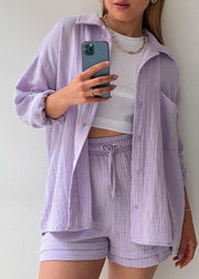 Plus Size Green Oversized Pocket Cotton 2 Piece Outfit Summer