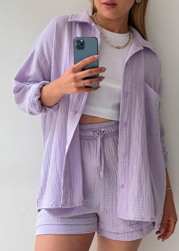 Plus Size Green Oversized Pocket Cotton 2 Piece Outfit Summer