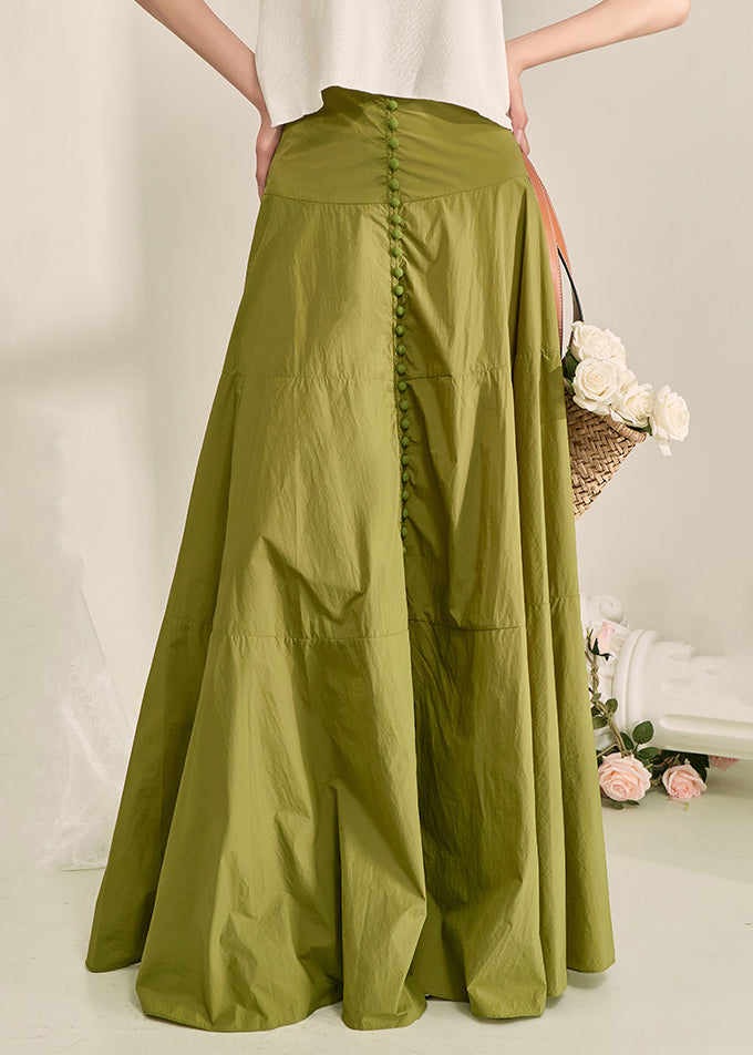 Plus Size Green Patchwork High Waist A Line Skirt Fall
