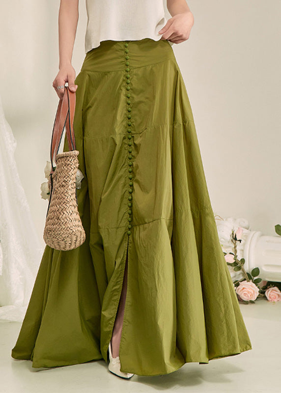 Plus Size Green Patchwork High Waist A Line Skirt Fall