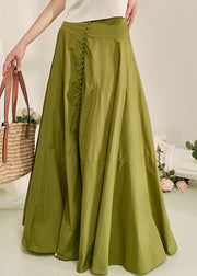 Plus Size Green Patchwork High Waist A Line Skirt Fall