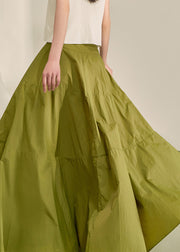 Plus Size Green Patchwork High Waist A Line Skirt Fall