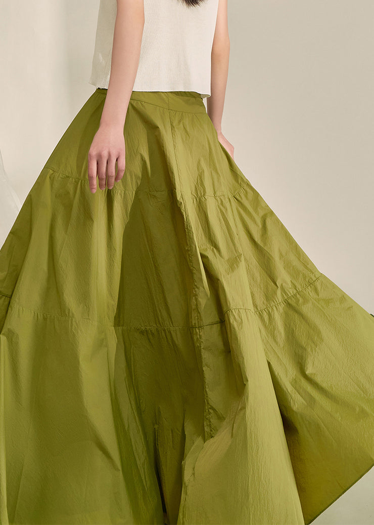 Plus Size Green Patchwork High Waist A Line Skirt Fall