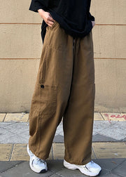 Plus Size Khaki Pockets Solid Cotton Men Pants Summer