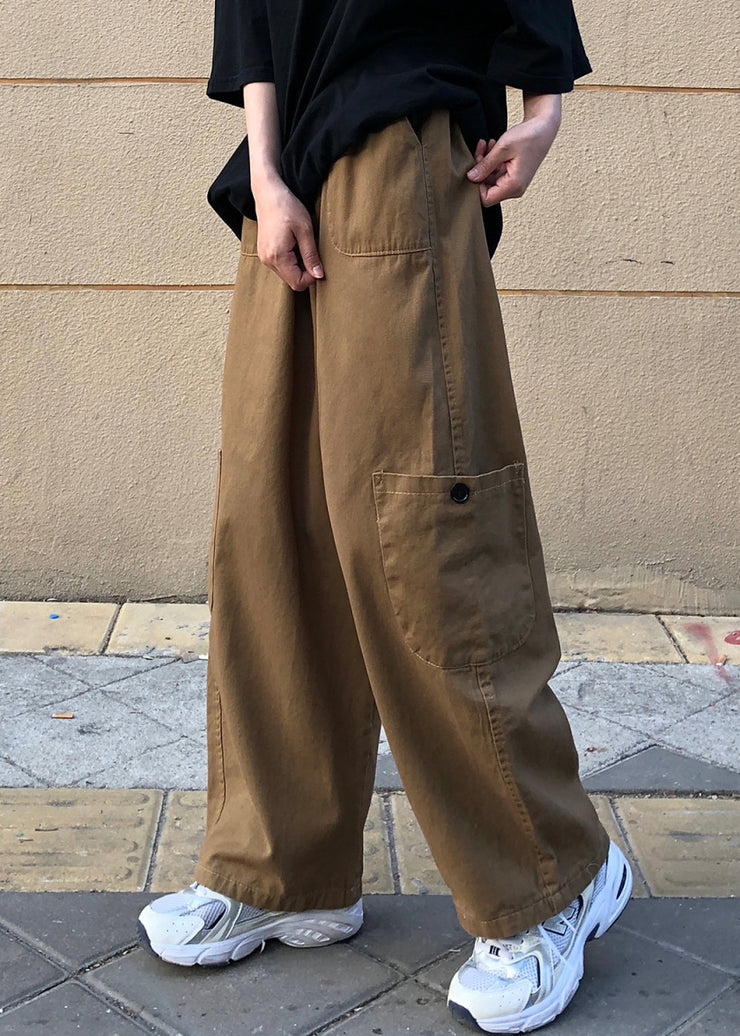 Plus Size Khaki Pockets Solid Cotton Men Pants Summer
