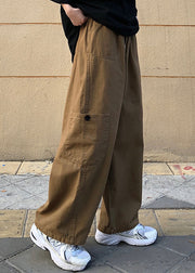 Plus Size Khaki Pockets Solid Cotton Men Pants Summer