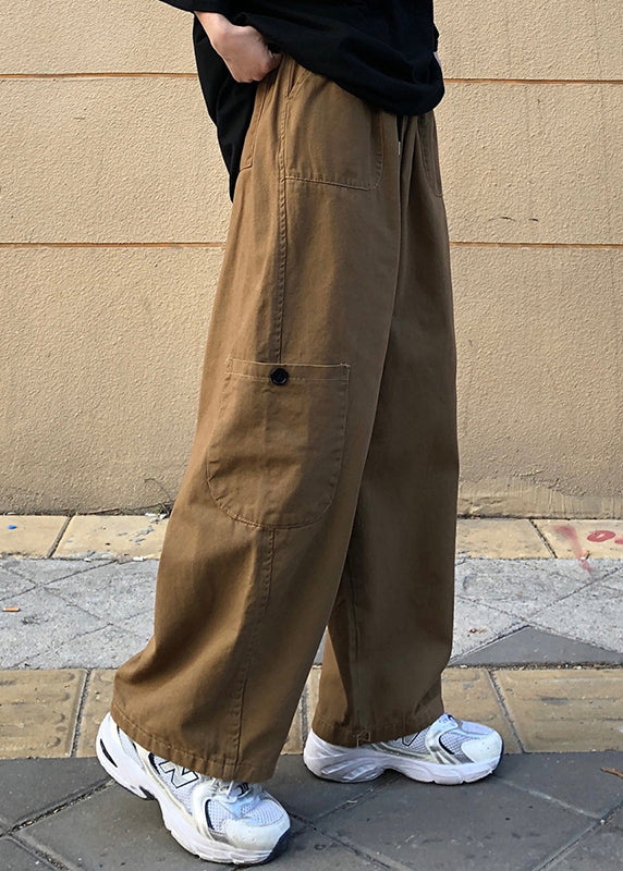 Plus Size Khaki Pockets Solid Cotton Men Pants Summer