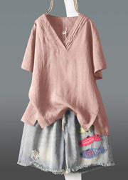 Plus Size Navy V Neck Wrinkled Linen Tank Summer