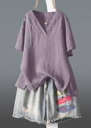 Plus Size Navy V Neck Wrinkled Linen Tank Summer