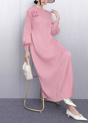 Plus Size Pink Floral Decorated Chiffon Party Dresses Summer