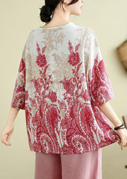 Plus Size Pink Print Top Half Sleeve