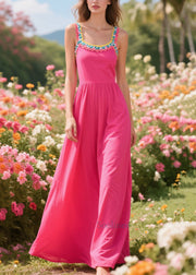 Plus Size Rose Patchwork Lace Cotton Robe Dresses Summer