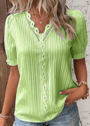 Plus Size Solid Color Hollow Out Spandex Shirts Summer
