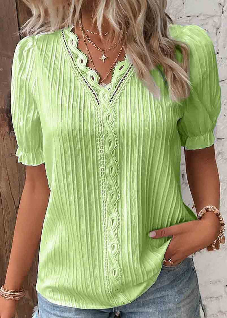 Plus Size Solid Color Hollow Out Spandex Shirts Summer
