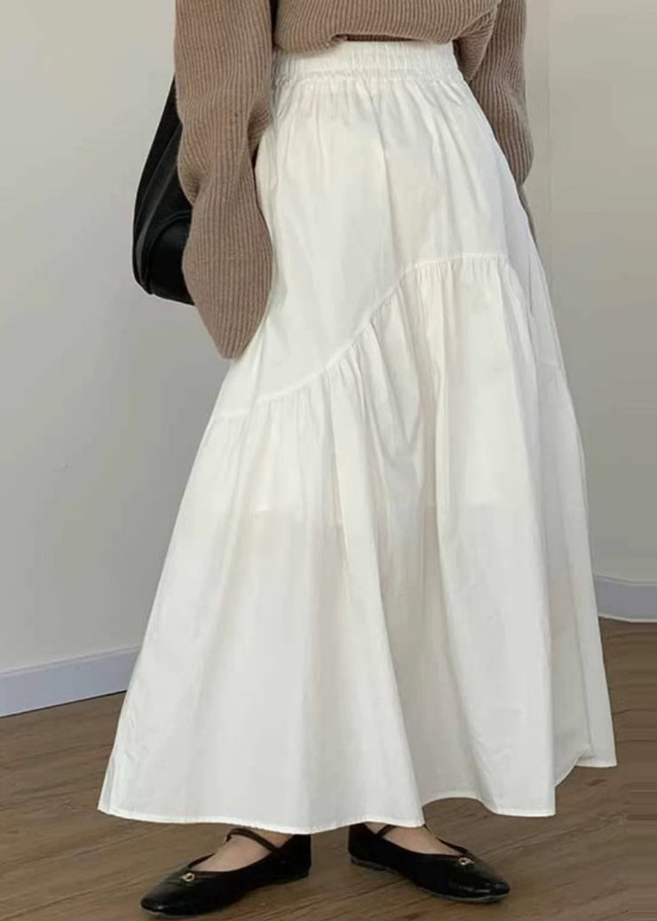 Plus Size White Exra Large Hem Patchwork Cotton Skirt Summer