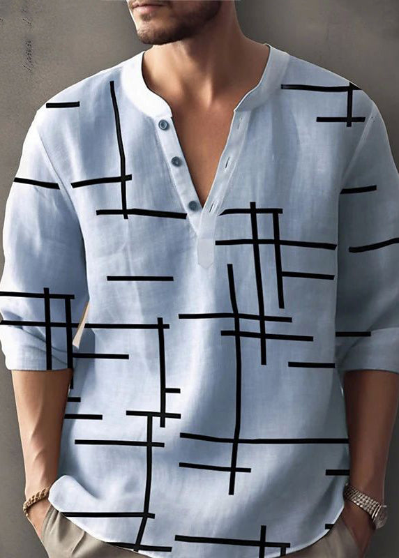 Plus Size White O-Neck Print Cotton T Shirt Men Fall