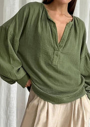 Plus Size White V Neck Patchwork Cotton T Shirts Fall