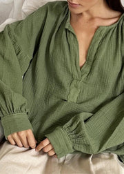 Plus Size White V Neck Patchwork Cotton T Shirts Fall