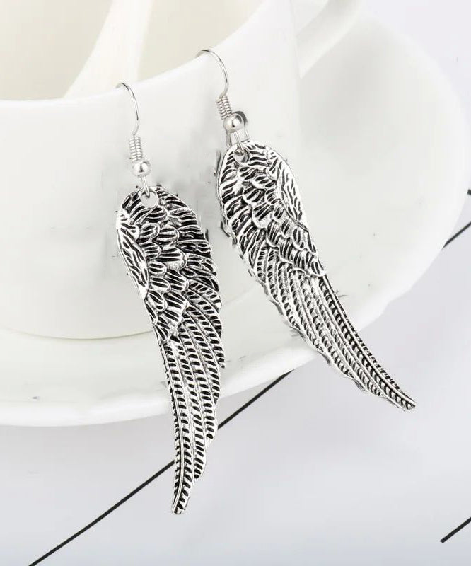 Punk Retro Sterling Silver Angel Wings Hoop Earrings