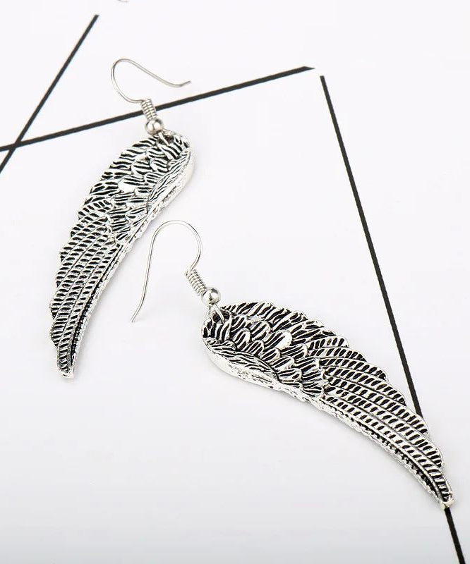Punk Retro Sterling Silver Angel Wings Hoop Earrings