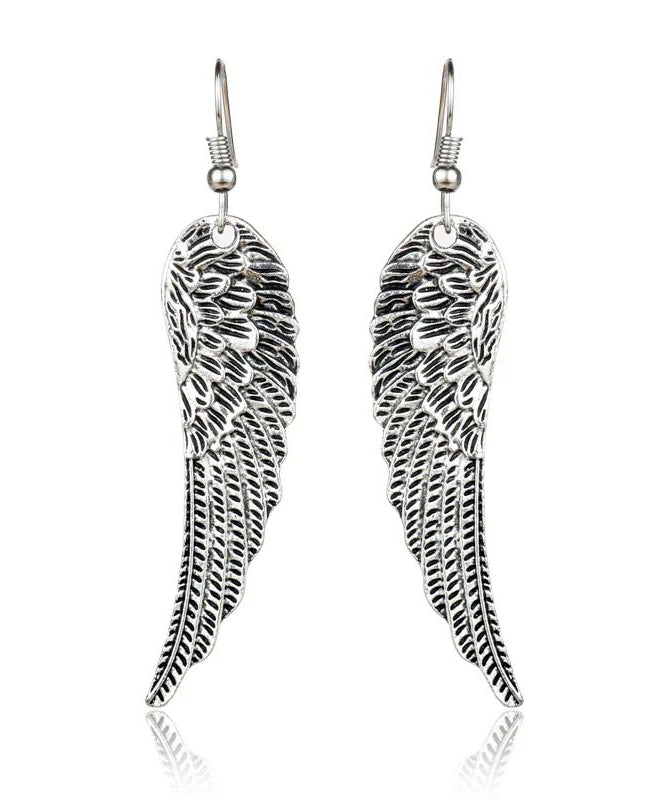 Punk Retro Sterling Silver Angel Wings Hoop Earrings