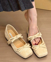 Purple Bow Splicing French Suede Wedge Shoes