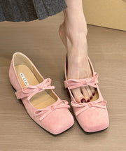 Purple Bow Splicing French Suede Wedge Shoes