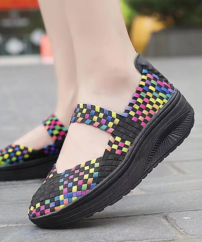 Purple Casual Comfortable Knit Fabric Splicing Wedge Shoes soolinen shoes-20251