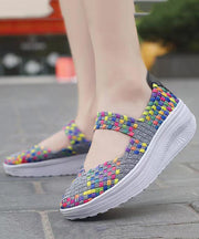 Purple Casual Comfortable Knit Fabric Splicing Wedge Shoes soolinen shoes-20251