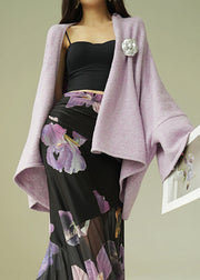 Purple Cozy Woolen Winter Coats V Neck