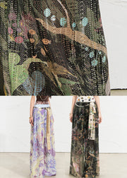 Purple High Waist Hollow Out Straight Pants