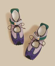 Purple Hollow Out Women Splicing Flat Shoes For Women