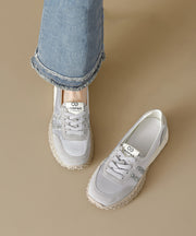 Purple Suede Lace Up Splicing Flat Shoes Women