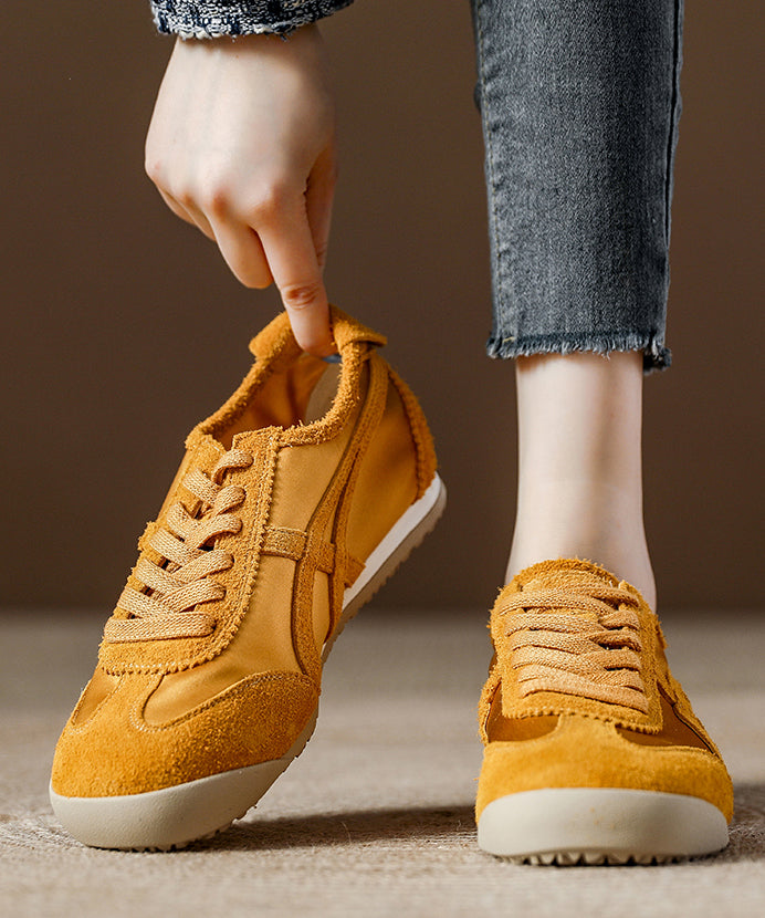 Purple Suede Splicing Comfortable Flats Lace Up