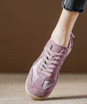 Purple Suede Splicing Comfortable Flats Lace Up