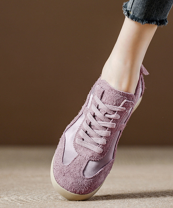 Purple Suede Splicing Comfortable Flats Lace Up