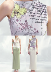 Purple White Asymmetrical Patchwork Maxi Dress Summer