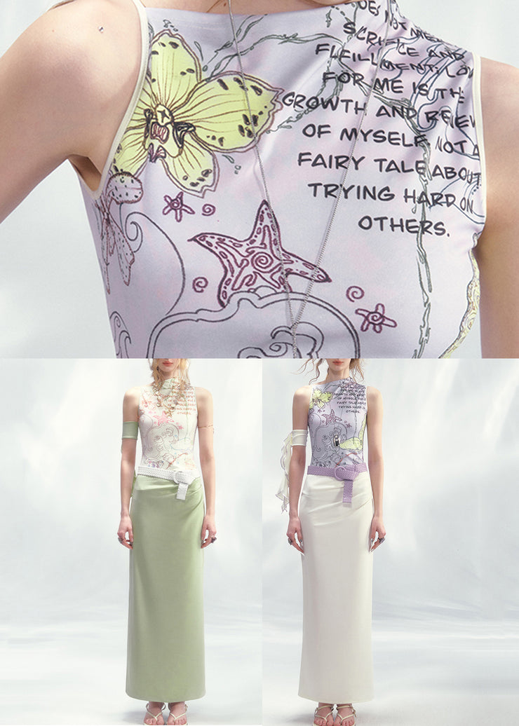 Purple White Asymmetrical Patchwork Maxi Dress Summer