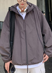 Purple Zippered Oversized Men UPF 50+ Coat Hooded