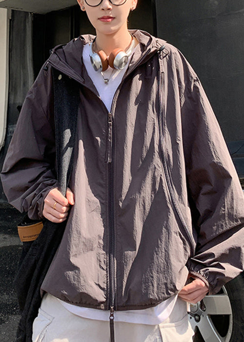 Purple Zippered Oversized Men UPF 50+ Coat Hooded