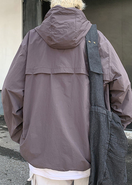 Purple Zippered Oversized Men UPF 50+ Coat Hooded